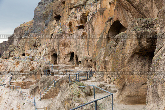 View of the historic cave city and the monastery complex of Vardzia. Стоковое фото, фотограф Яков Филимонов / Фотобанк Лори