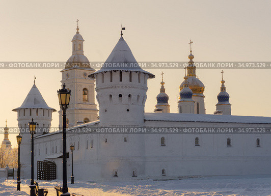 View of the Tobolsk Kremlin on a clear winter day. Стоковое фото, фотограф Анна Майорова / Фотобанк Лори
