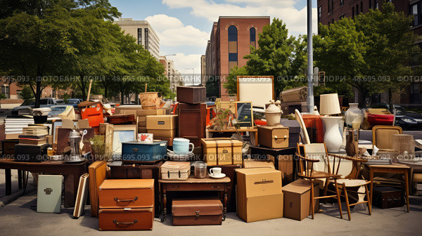 vintage boxes of junk ai generated. Стоковое AI-изображение, AI-художник Vectorwin / Фотобанк Лори