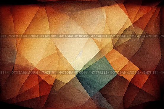 Vintage-style abstract background with beautiful texture and pattern of orange, brown, beige, ecru and golden tiles. Rhombus and polygon shapes. Minimalistic colorful illustration. Generative AI. Стоковое AI-изображение, AI-художник Андрей Степанов / Фотобанк Лори