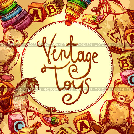 Vintage toys composition with old style blocks and clockwork bird vector illustration. Vintage Toys Composition. Стоковая иллюстрация, агентство Ingram Publishing / Фотобанк Лори