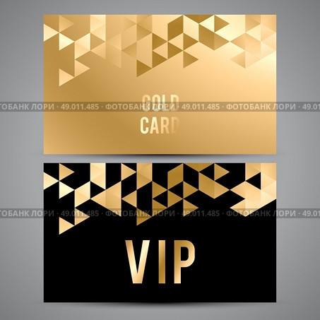VIP cards. Black and golden design. Triangle decorative patterns.. Vector VIP premium invitation cards. Black and golden design. Triangle decorative patterns. Стоковая иллюстрация, агентство Ingram Publishing / Фотобанк Лори