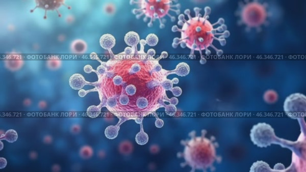 Viral cells abstract 3d illustration. Стоковое AI-видео, аниматор Ирина Старикова / Фотобанк Лори