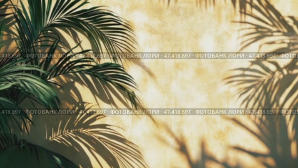 Vivid shadows of palm trees on beige textured background, symbolizing tropical warmth and relaxation. Стоковое AI-видео, аниматор Елена Никишина / Фотобанк Лори