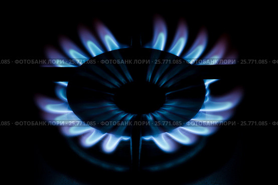 Включенная газовая конфорка. Стоковое фото, фотограф Евгений Кашпирев / Фотобанк Лори