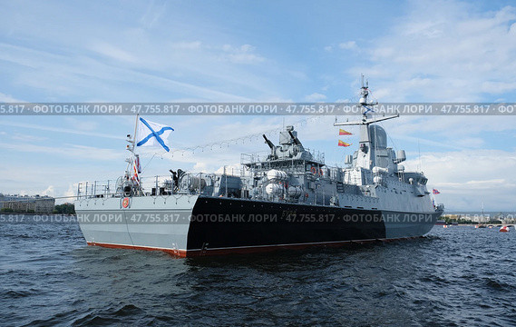 Военные корабли Балтийского флота ВМФ России в акватории Невы. День ВМФ в Санкт-Петербурге (2023 год) Редакционное фото, фотограф Терехова Марина / Фотобанк Лори