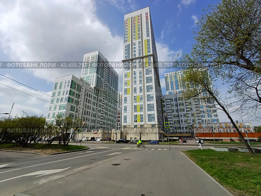 Высотный жилой комплекс «Богородский». Пятнадцати–тридцатиэтажный монолитный жилой дом, построен в 2012 году. Бульвар Маршала Рокоссовского, 6, корпус 1. Район Богородское. Город Москва (2024 год). Редакционное фото, фотограф lana1501 / Фотобанк Лори