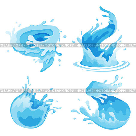 Water and juice splash liquide. Vector Illustration. A wave shape, timeless symbol of seas restless spirit A drop shape, subtle hint at essence of all liquids A dripped droplet, moment frozen in dance. Water and juice splash liquide. Fresh juice splashed, colourful burst of freshness in air A wave shape, mesmerising. Стоковая иллюстрация, агентство Ingram Publishing / Фотобанк Лори
