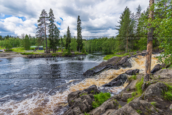 Waterfall  River Tokhmayoki (Ruskeala) top view. Стоковое фото, фотограф Михаил Аккуратoв / Фотобанк Лори