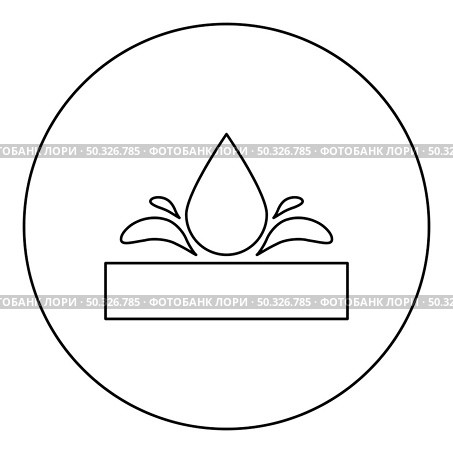 Waterproof Water resistant surface Drop pushing out foundation impermeable fabric wet protection Hydrophobic material icon in circle round black color vector illustration solid outline style simple image. Waterproof Water resistant surface Drop pushing out foundation impermeable fabric wet protection Hydrophobic material icon in circle round black color vector illustration solid outline style image. Стоковая иллюстрация, агентство Ingram Publishing / Фотобанк Лори