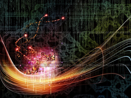 Waves of Technology series. Abstract design made of lights, fractal and technological elements on the subject of science, philosophy, metaphysics and modern technology. Стоковое фото, агентство Ingram Publishing / Фотобанк Лори