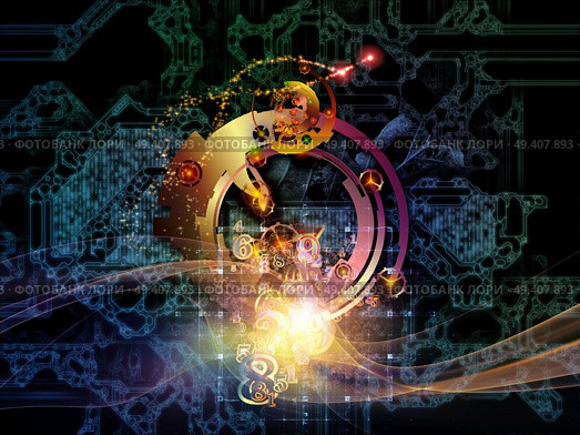 Waves of Technology series. Composition of lights, fractal and technological elements on the subject of science, philosophy, metaphysics and modern technology. Стоковое фото, агентство Ingram Publishing / Фотобанк Лори