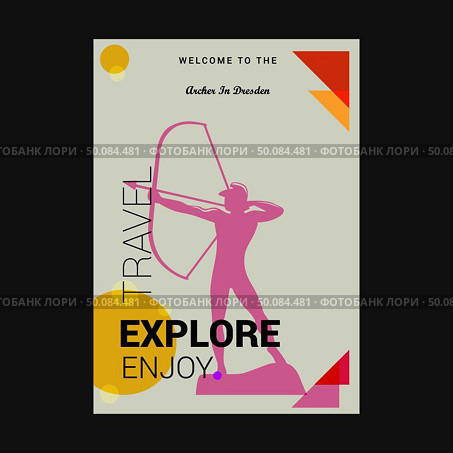 Welcome to The Archer in Dersden, Germany Explore, Travel Enjoy Poster Template. Стоковая иллюстрация, агентство Ingram Publishing / Фотобанк Лори