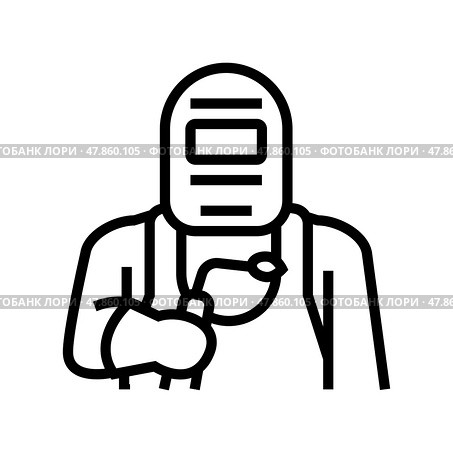 welder worker line icon vector illustration. Стоковая иллюстрация, иллюстратор Vectorwin / Фотобанк Лори