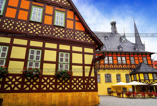 Wernigerode Rathaus Stadt city hall in Harz Germany. Wernigerode Rathaus Stadt city hall Harz Germany. Стоковое фото, агентство Ingram Publishing / Фотобанк Лори
