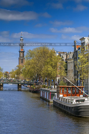 Westerkerk (Western Church), Amsterdam (2016 год). Стоковое фото, фотограф Boris Breytman / Фотобанк Лори