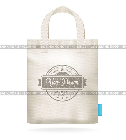 White Canvas Mockup Realistic Shopping Bag . Natural white canvas mock up shopping bag template for corporate identity design realistic closeup image vector illustration . Стоковая иллюстрация, агентство Ingram Publishing / Фотобанк Лори