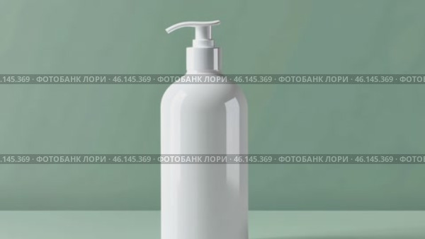 White cosmetic plastic bottle with pump packaging for cream, lotion, medicine, shampoo or liquid soap isolated on pastel pale green background. Blank skincare beauty product tube template. Empty jar. Стоковое AI-видео, аниматор Марина Демидюк / Фотобанк Лори