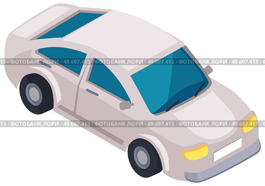 White family car for driving on road. Transport for traveling and city trips. Flat isometric automobile isolated background. Modern 3d car design transport and equipment, vehicle sedan side view. White family car for driving on road. Transport for traveling and city trips. Flat isometric automobile. Стоковая иллюстрация, агентство Ingram Publishing / Фотобанк Лори