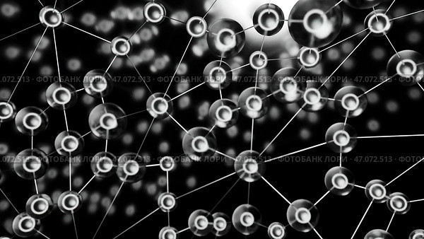 White molecules made in abstraction that move. Стоковая иллюстрация, иллюстратор David Kashakhi / Фотобанк Лори