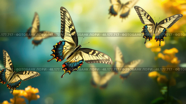 wings yellow butterflies ai generated. Стоковое AI-изображение, AI-художник Vectorwin / Фотобанк Лори
