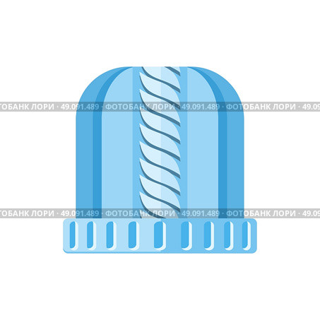 Winter Hat Isolated. Winter blue wool hat icon. Knitted winter woolen cap isolated on white background. Flat icon winter snowboard hat cap. Vector illustration. Стоковая иллюстрация, агентство Ingram Publishing / Фотобанк Лори