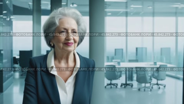 Woman in a suit and white shirt is go in front of a glass wall. Стоковое AI-видео, аниматор Sergey Grishin / Фотобанк Лори