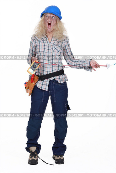 Woman suffering from electric shock. Стоковое фото, фотограф Phovoir Images / Фотобанк Лори