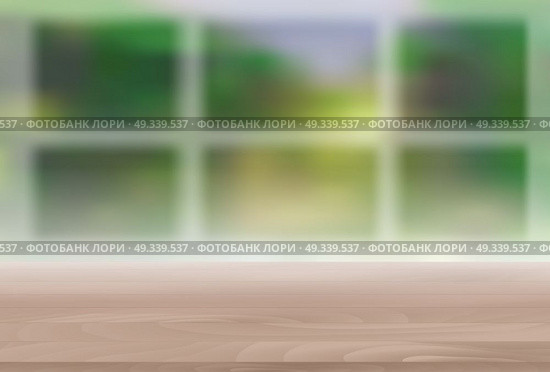 Wood Table Top on Blur Natural Green Background for Display, Montage Your Products Template for Ads, Announcement Sale, Promotion New Product or Magazine Background. 3D Realistic Vector Iillustration. EPS10. Wood Table Top on Blur Natural Green Background for Display, Mon. Стоковая иллюстрация, агентство Ingram Publishing / Фотобанк Лори