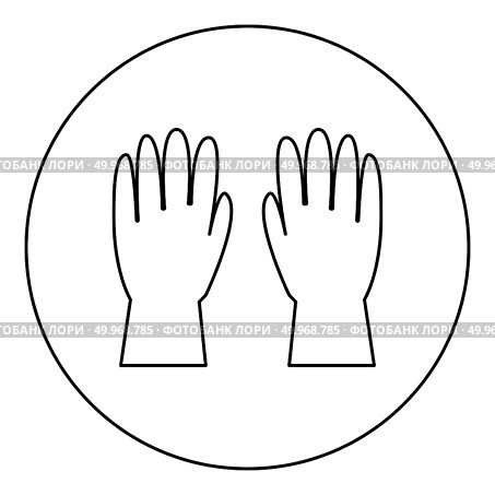 Working gloves icon black color in round circle outline vector illustration. Стоковая иллюстрация, агентство Ingram Publishing / Фотобанк Лори