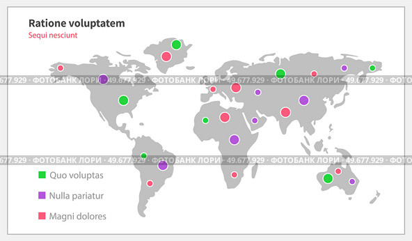 World maps with colored markers. Flat image of Earth for orientation and navigation. Geographic atlas spread, planet map page isolated on white background. International illustration of world. World maps with colored markers. Flat image of Earth for orientation and navigation. Стоковая иллюстрация, агентство Ingram Publishing / Фотобанк Лори