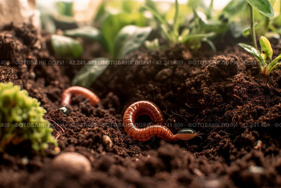 Worms soil. Generate Ai. Стоковое AI-изображение, AI-художник Иван Рябоконь / Фотобанк Лори