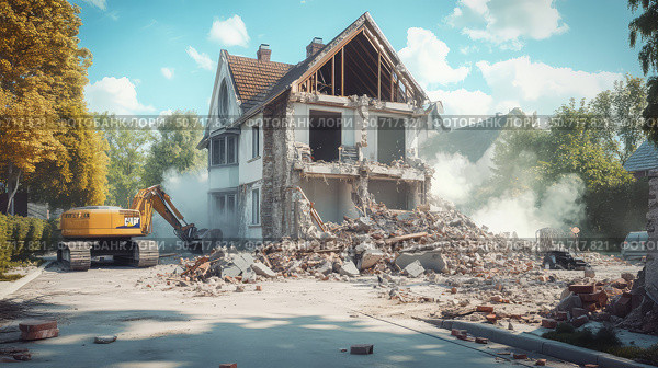 wrecking house demolition. Стоковое фото, фотограф Vectorwin / Фотобанк Лори
