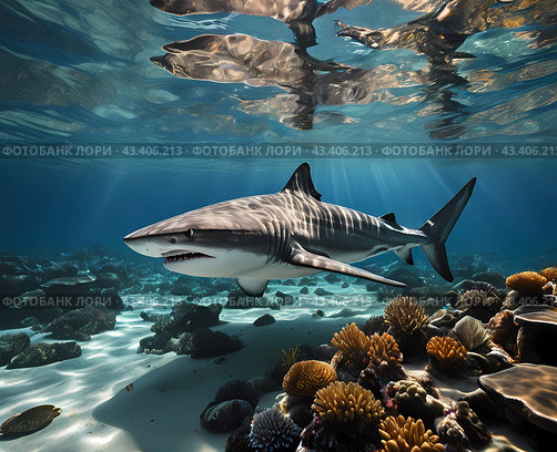 Яркий тропический мир кораллового рифа. The vibrant tropical world of the coral reef. Стоковое AI-изображение, AI-художник Гер Олег / Фотобанк Лори