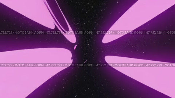 Яркое путешествие по космическому туннелю с абстрактными узорами фиолетового света и динамикой звездного фона. Стоковое AI-видео, аниматор ФотоИнтеллект / Фотобанк Лори