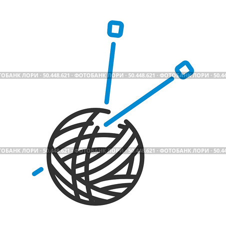Yarn Ball With Knitting Needles Icon. Editable Bold Outline With Color Fill Design. Vector Illustration. Стоковая иллюстрация, агентство Ingram Publishing / Фотобанк Лори
