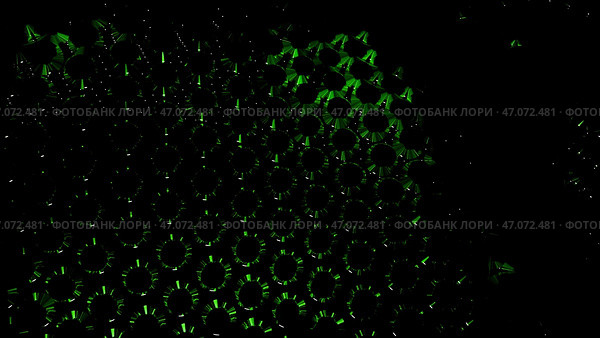 Yellow and green backlighting on a grid connected to each other that moves in abstraction. Стоковая иллюстрация, иллюстратор David Kashakhi / Фотобанк Лори