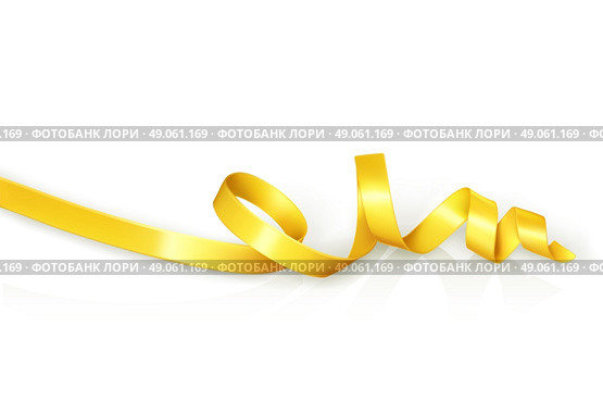 Yellow curled ribbon party, vector. Стоковая иллюстрация, агентство Ingram Publishing / Фотобанк Лори