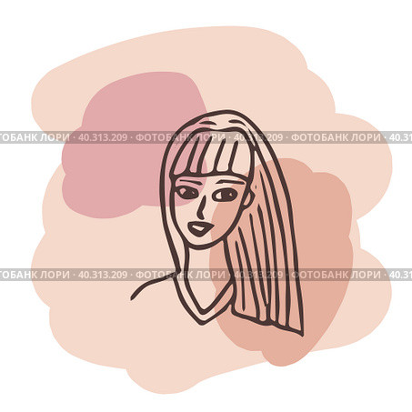 Young woman portrait. Vector design template in minimal linear style. Minimalistic modern art. Abstract illustration. Poster and t-shirt print. Beauty concept. Стоковая иллюстрация, иллюстратор Ирина Самойлова / Фотобанк Лори