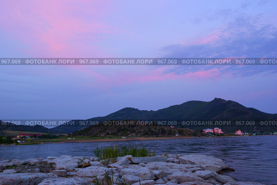 Закат на озере Джасыбай, Казахстан (2009 год). Стоковое фото, фотограф Татьяна Добровольская / Фотобанк Лори