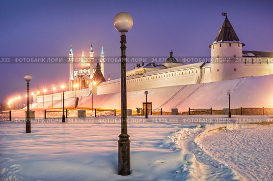 Зимний Казанский кремль. Winter Kazan Kremlin (2012 год). Редакционное фото, фотограф Baturina Yuliya / Фотобанк Лори