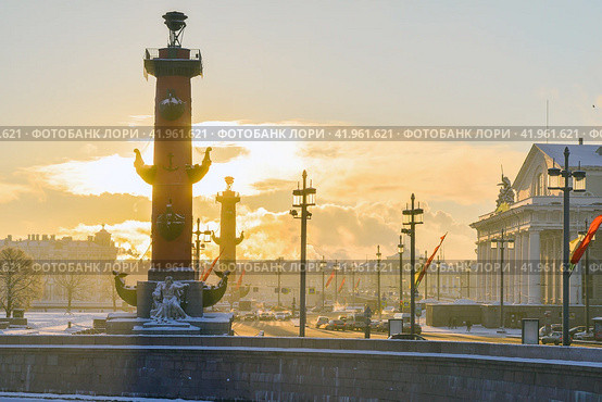 Зимний Санкт-Петербург. На набережно Невы (2016 год). Стоковое фото, фотограф Александр Алексеев / Фотобанк Лори