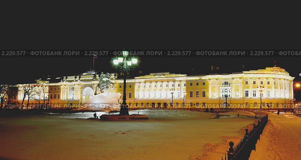 Зимняя ночь на Сенатской площади. Санкт-Петербург. (2010 год). Редакционное фото, фотограф Виктор Карасев / Фотобанк Лори
