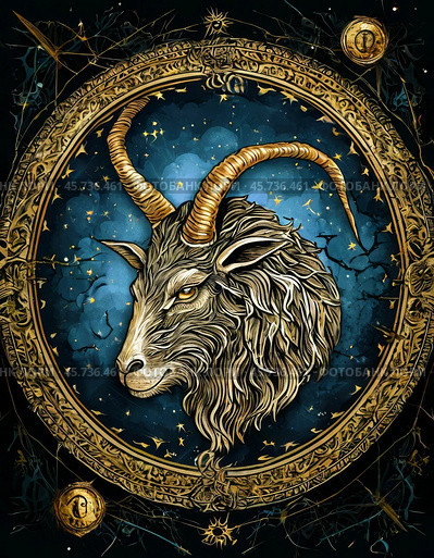 Zodiac Signs. Capricorn (lat. Capricornus) is the tenth sign of the zodiac. In Western astrology, the Sun is considered to be in the sign of Capricorn from December 22 to January 20. Стоковое AI-изображение, AI-художник Сергей Елизарьев / Фотобанк Лори